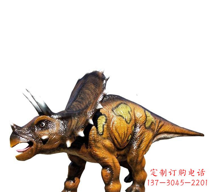福建玻璃钢仿真恐龙三角龙雕塑——古老动物的最佳再现