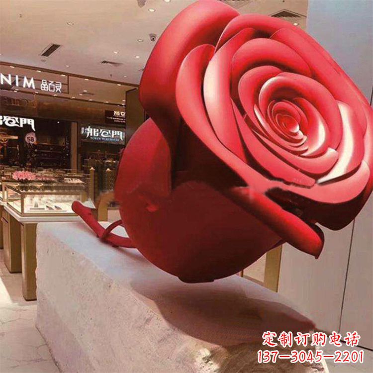 福建玻璃钢仿真玫瑰花雕塑摆件