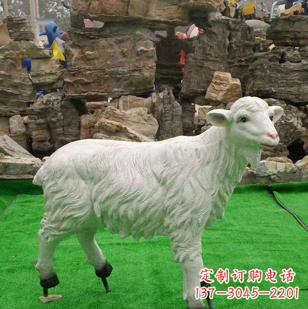 福建玻璃钢仿真绵羊动物雕塑