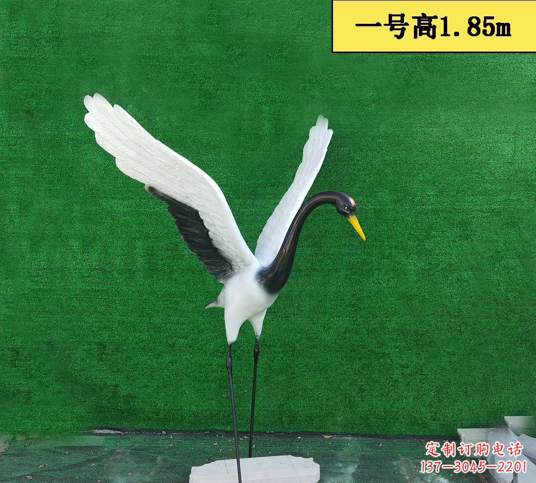 福建玻璃钢仿真仙鹤 公园景观动物雕塑