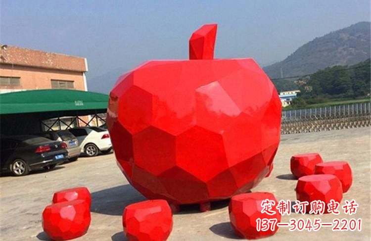 福建玻璃钢公园彩绘几何苹果雕塑艺术精美绝伦