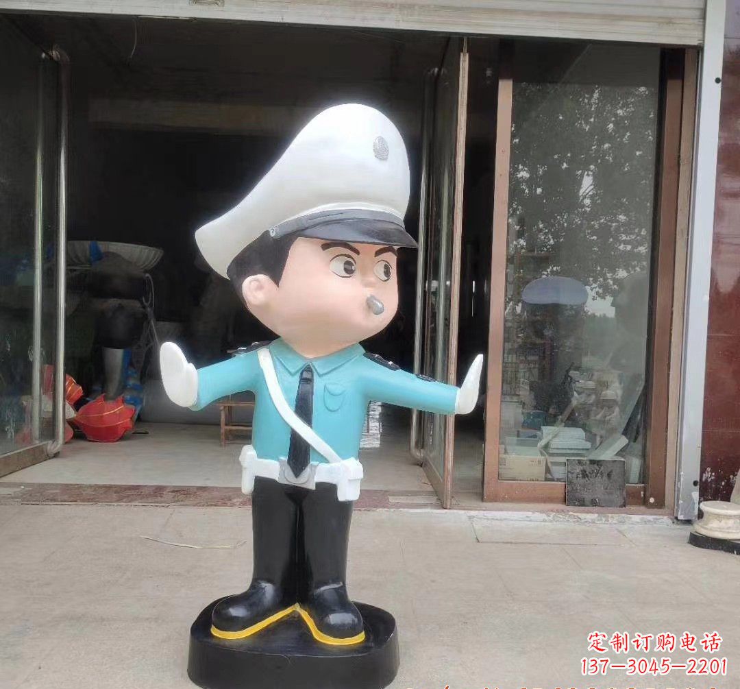 福建玻璃钢卡通警察雕塑 (2)