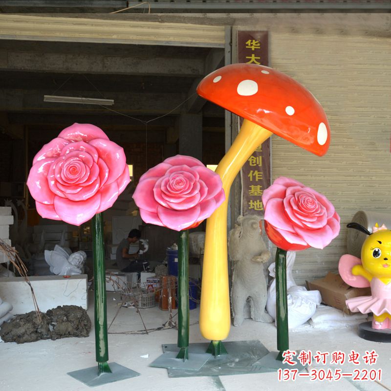 福建玫瑰之美玻璃钢玫瑰雕塑