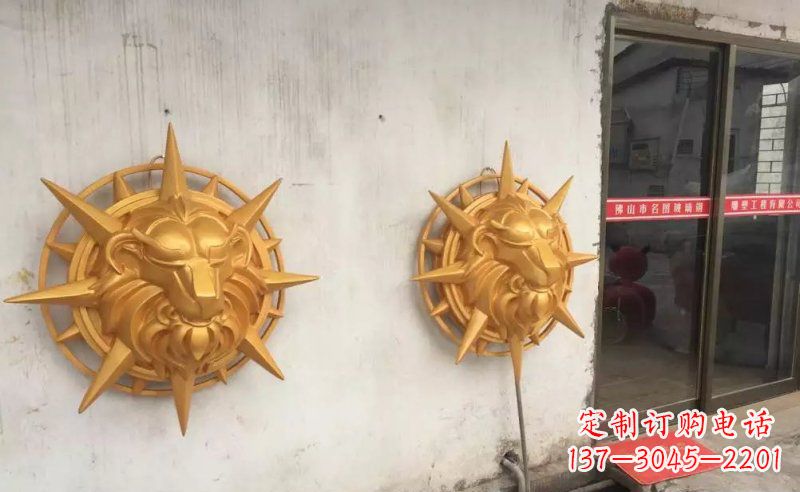 福建玻璃钢狮子头雕塑——精美景观装置