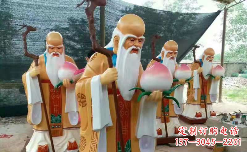 福建玻璃钢宗教庙宇神像彩绘老寿星雕塑