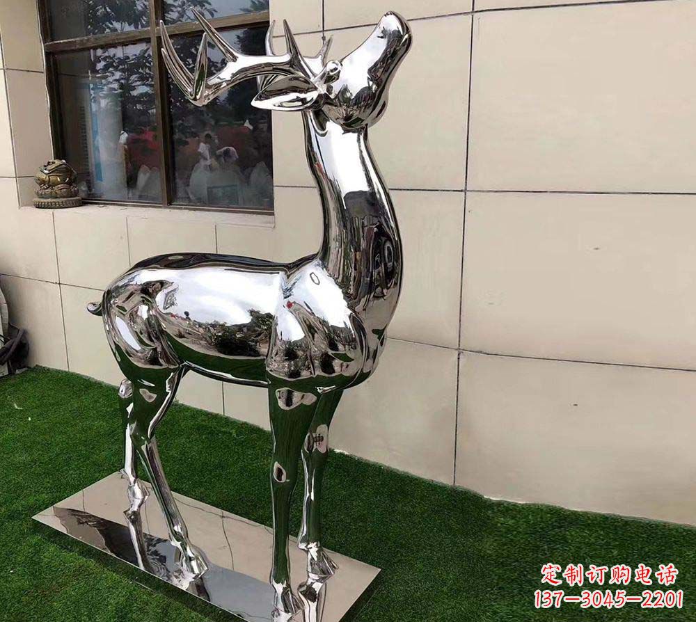 福建不锈钢别墅镜面小鹿雕塑