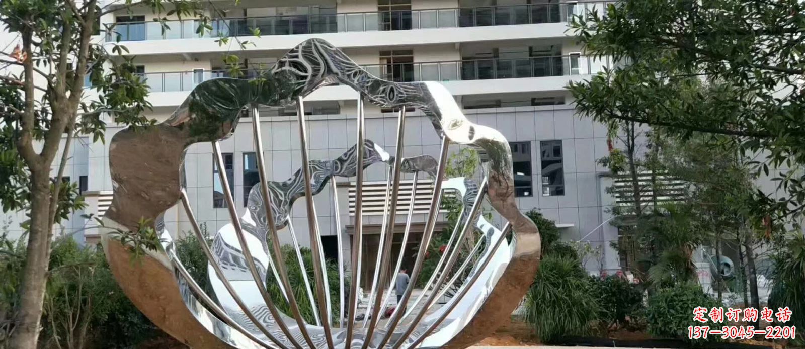 福建不锈钢别墅镂空扇贝雕塑——精致美观