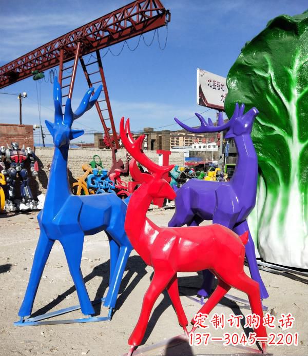 福建不锈钢彩色梅花鹿雕塑