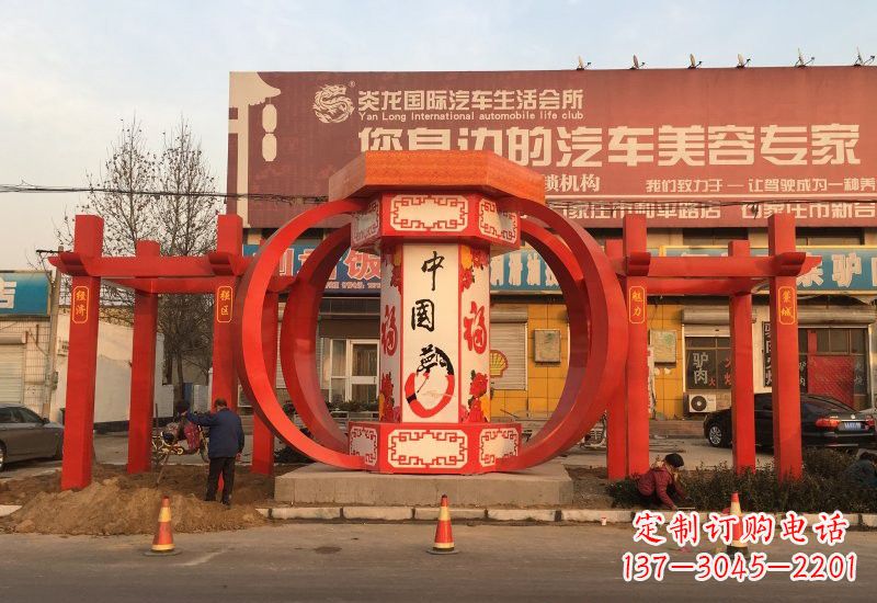 福建不锈钢灯笼雕塑——中国梦的象征