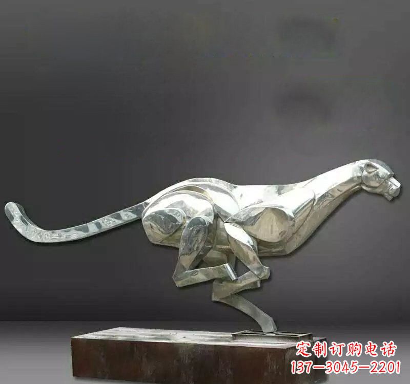 福建不锈钢抽象奔跑的豹子雕塑