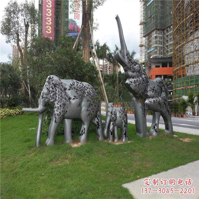 福建不锈钢大象雕塑小区园林的精美装饰