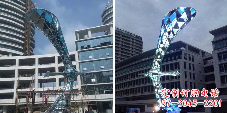 福建大雁景观雕塑——精美不锈钢艺术品