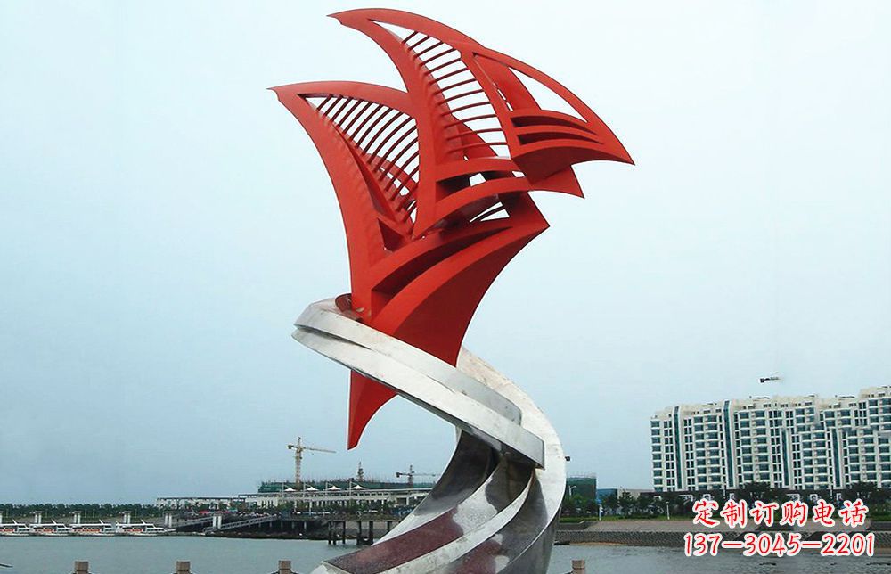 福建海洋之舟——不锈钢抽象帆船海边景观雕塑