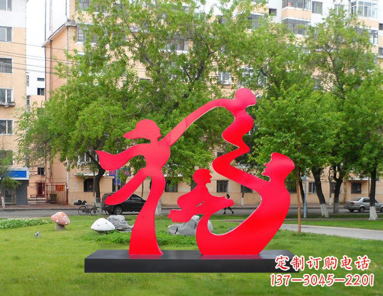 福建不锈钢抽象福字人物雕塑 