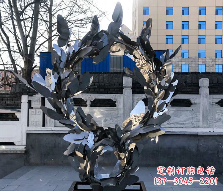 福建不锈钢蝴蝶花环景观雕塑