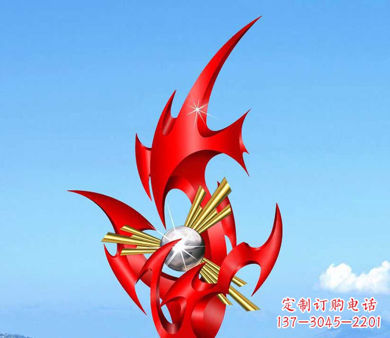 福建不锈钢抽象火苗雕塑 (2)