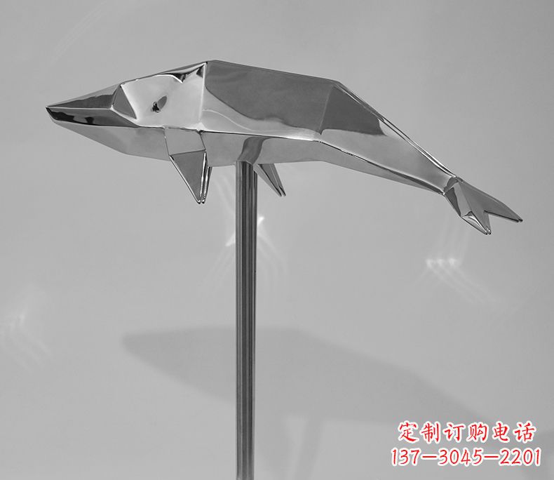 福建不锈钢抽象几何海豚雕塑