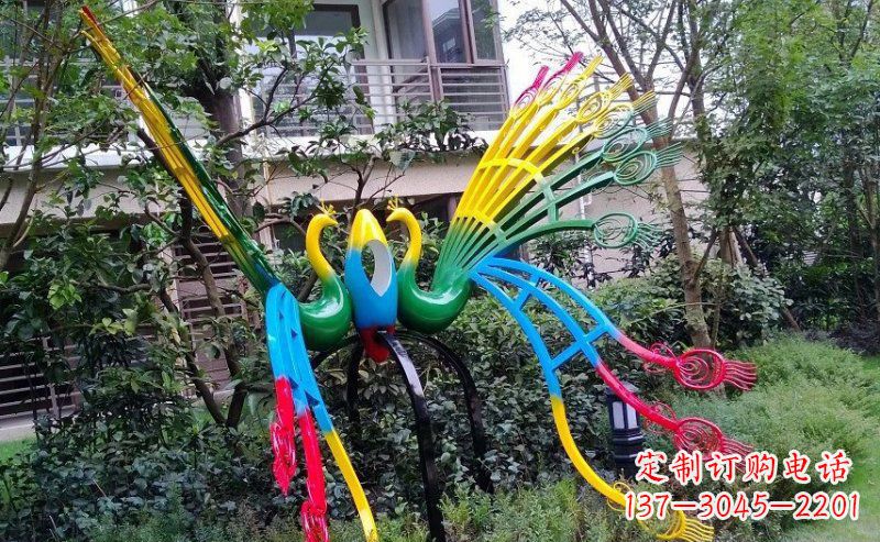 福建不锈钢抽象孔雀雕塑 (4)