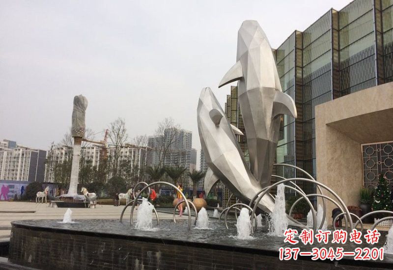 福建不锈钢抽象块面海豚雕塑