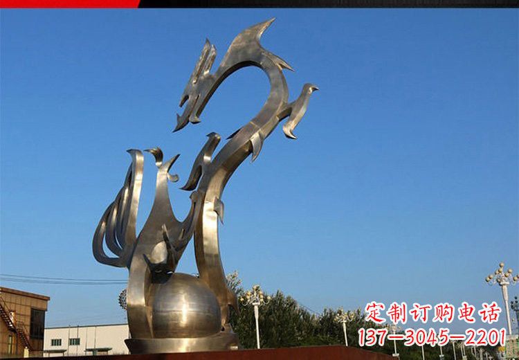福建不锈钢抽象龙凤雕塑