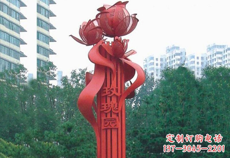 福建不锈钢玫瑰雕塑精美而优雅