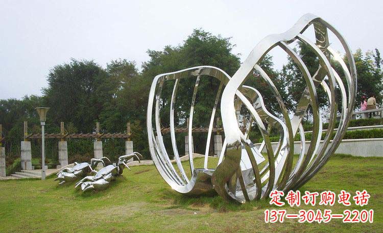 福建不锈钢抽象螃蟹贝壳雕塑