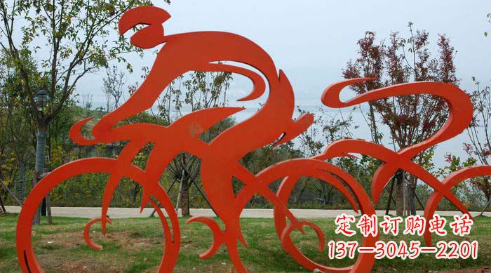 福建不锈钢自行车雕塑捕捉运动精神