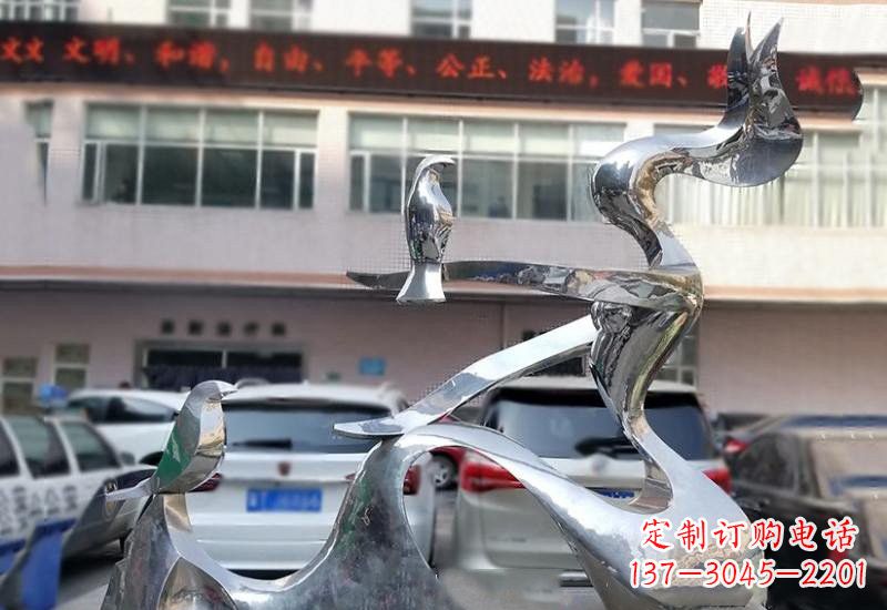 福建表达和平的不锈钢鸽子雕塑