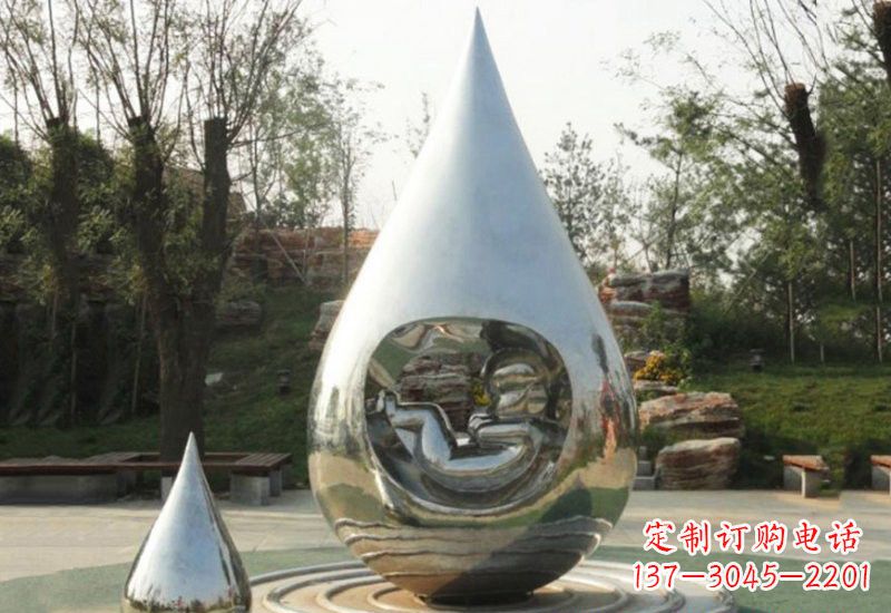 福建不锈钢水滴雕塑缔造生命之源