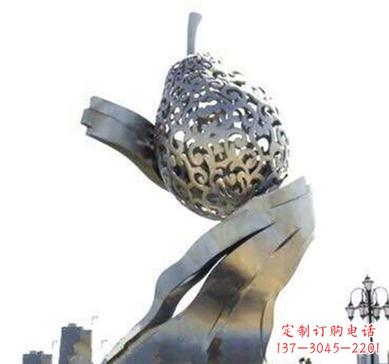 福建不锈钢抽象水果梨雕塑