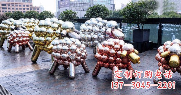 福建不锈钢抽象小羊肖恩动物广场雕塑