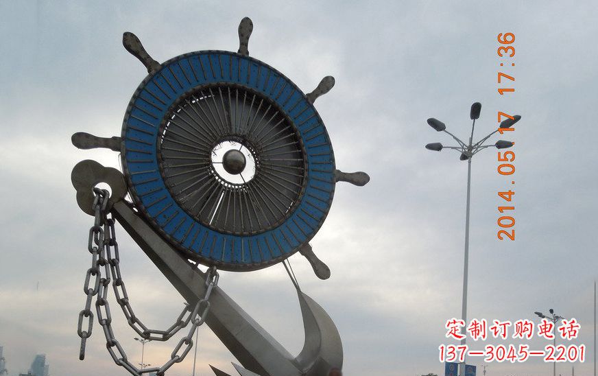 福建不锈钢船舵雕塑,美丽的景观艺术