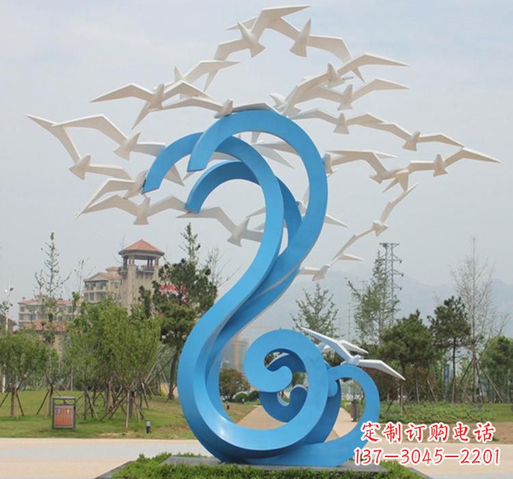 福建新题目精美不锈钢大雁雕塑