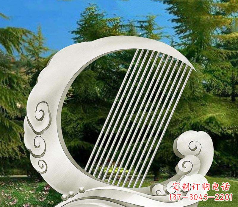 福建不锈钢创意月亮竖琴雕塑