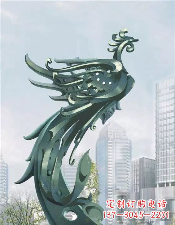 福建不锈钢大型凤凰雕塑美丽而神秘