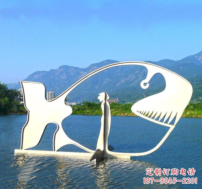 福建不锈钢大型抽象鲸鱼雕塑