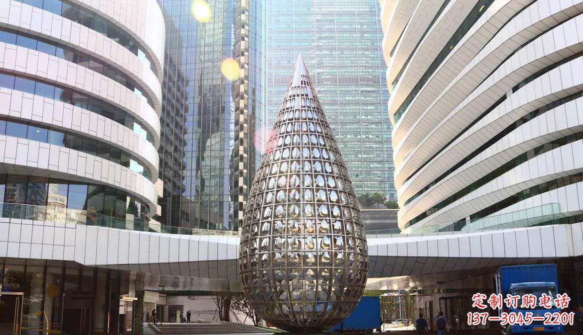 福建不锈钢大型镂空水滴雕塑