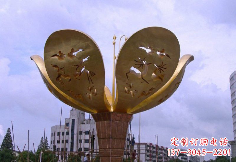 福建不锈钢大型紫荆花景观雕塑