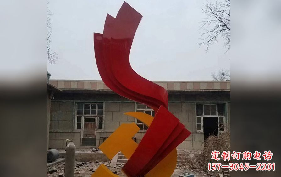福建不锈钢党徽雕塑——为共产主义奠基
