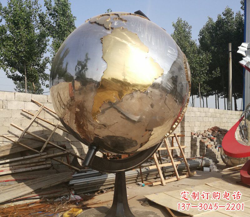福建不锈钢地球仪校园中的精美雕塑