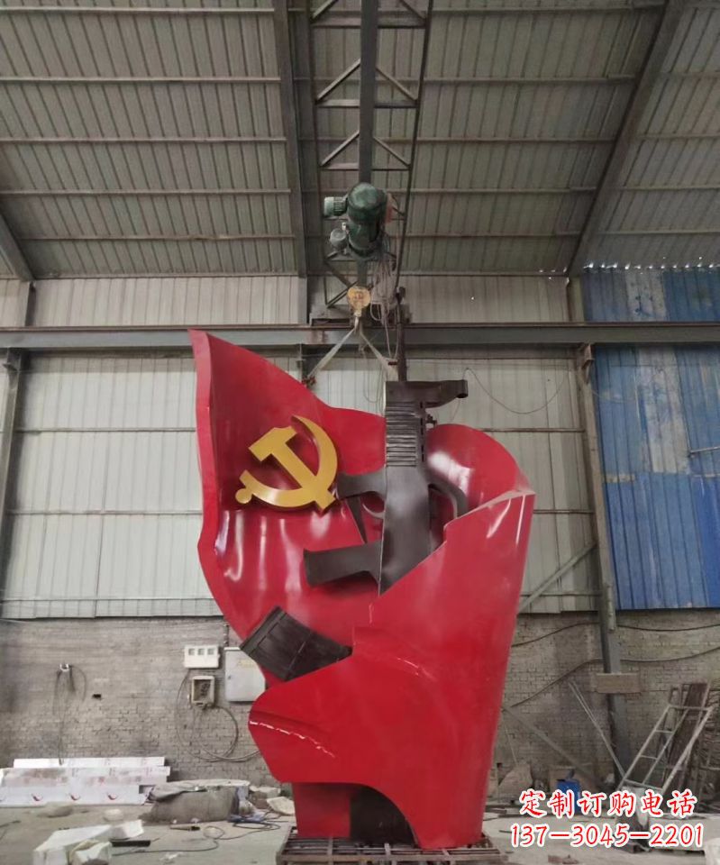 福建不锈钢党旗雕塑缅怀先烈、铭记历史
