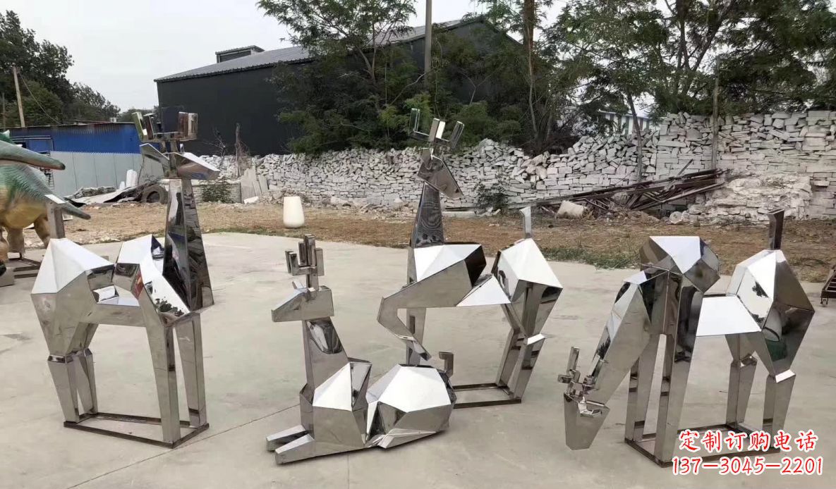 福建精美不锈钢梅花鹿雕塑
