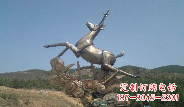 福建不锈钢动物飞奔的鹿雕塑