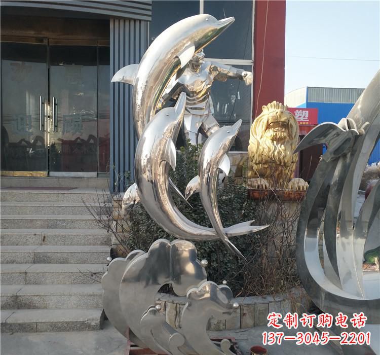 福建不锈钢海豚雕塑——精美外观,传递环保理念
