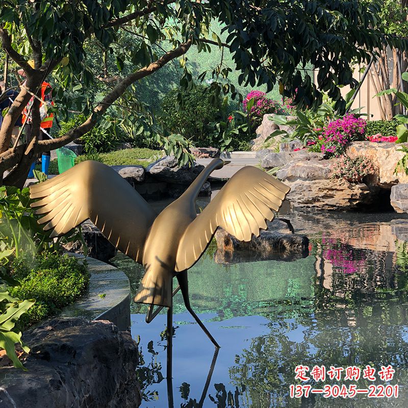 福建不锈钢动物鹤雕塑精美艺术品