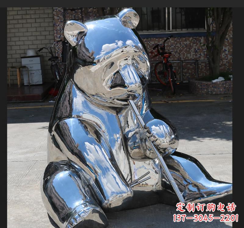 福建不锈钢动物镜面熊雕塑