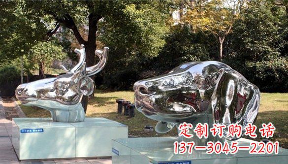 福建动物十二生肖头像不锈钢雕塑