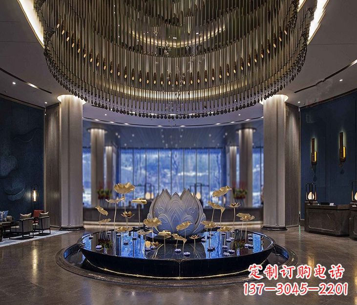 福建不锈钢锻造荷花雕塑精美无比