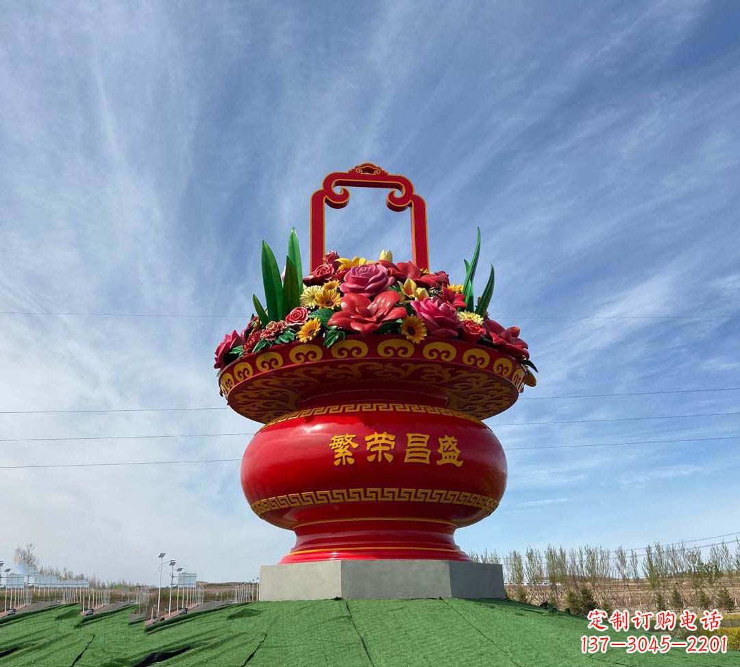 福建不锈钢花篮雕塑象征繁荣昌盛
