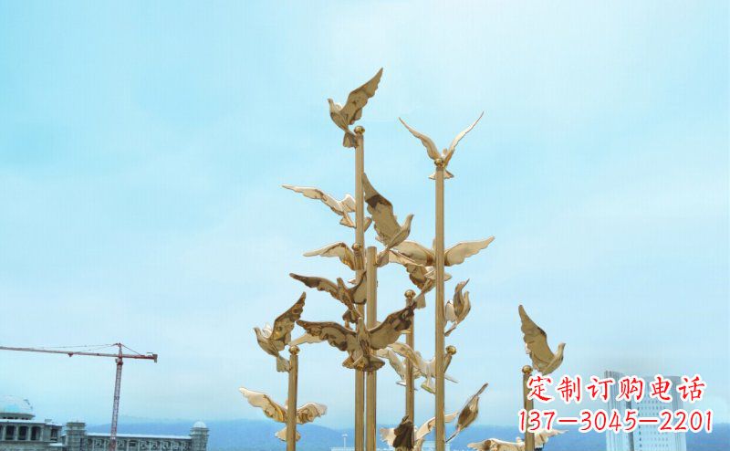 福建不锈钢飞翔的鸽子雕塑传递自由、和平的美好祝愿